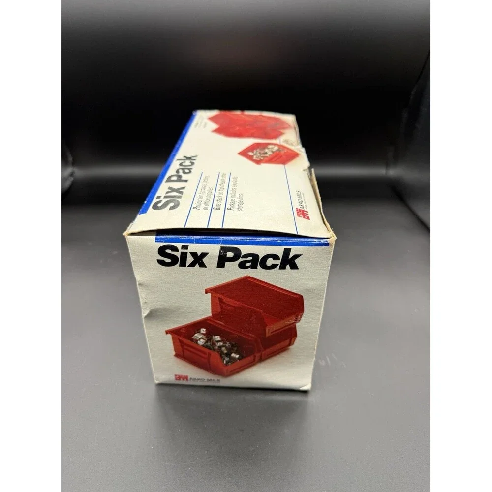 Akro-Mils 6-Pack Red Stackable Plastic Storage Bins 5 3/8” x 4 1/8” x 3”